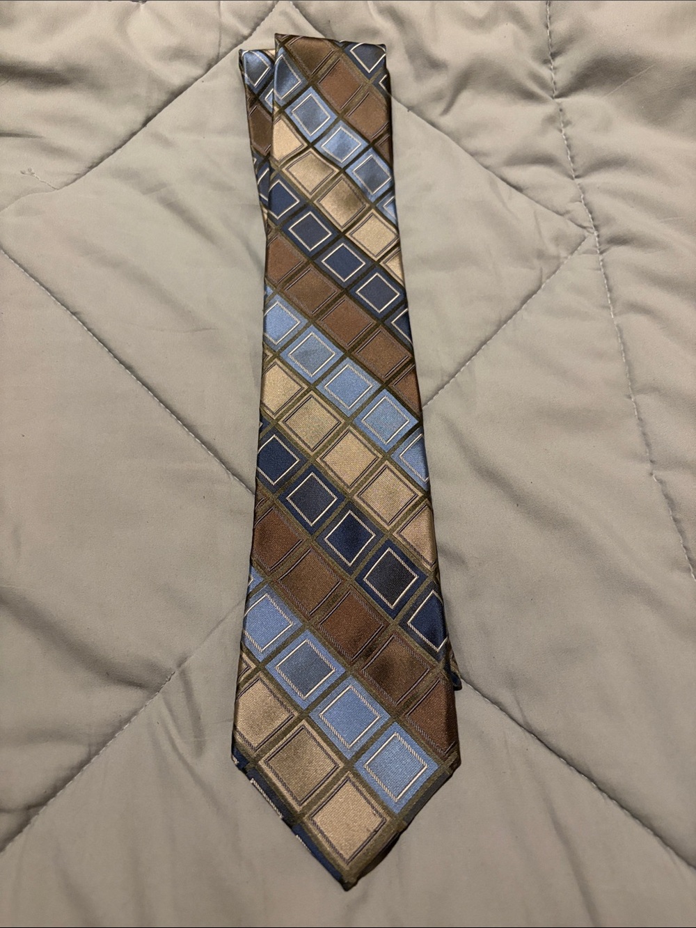Axcess Brown, Navy and Light Blue Geometric Tie
